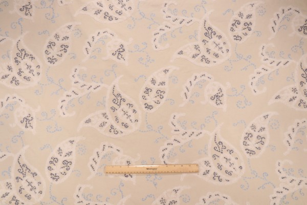Roth & Tompkins Paisley Lane Embroidered Drapery Fabric in Sky 