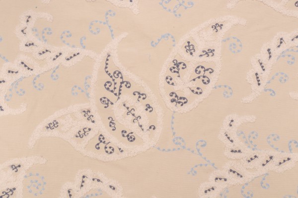 Roth & Tompkins Paisley Lane Embroidered Drapery Fabric in Sky 