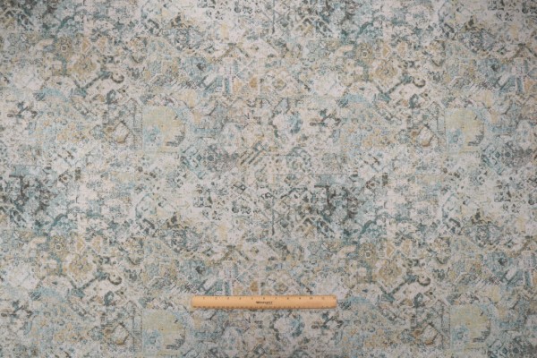 Sample of Microfibres Kilim Printed Drapery Fabric in Spruce 