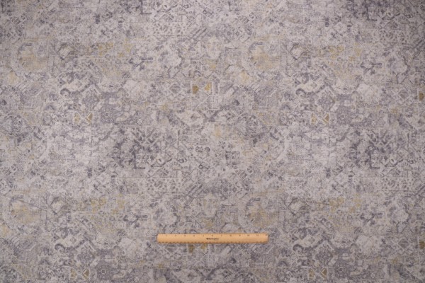 Microfibres Kilim Printed Drapery Fabric in Graphite 
