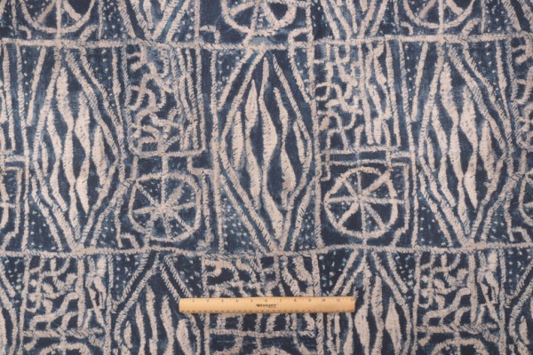 Sample of P Kaufmann Intrigue Printed Cotton Drapery Fabric in Indigo 