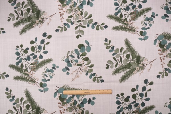 Stof France Nordmann Printed Cotton Drapery Fabric in Vert 