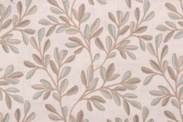 Kaufmann Leafage Embroidered Drapery Fabric in Seaglass 