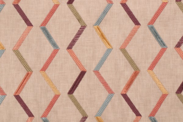 Sample of P Kaufmann Gallivant Embroidered Drapery Fabric in Sunset 