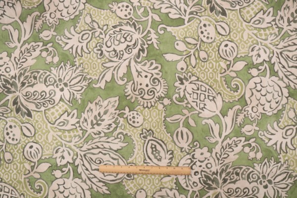 P Kaufmann Bruges Printed Cotton Drapery Fabric in Avocado 