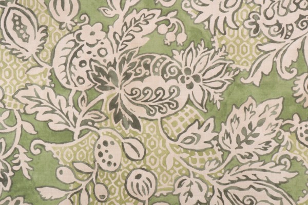 P Kaufmann Bruges Printed Cotton Drapery Fabric in Avocado 
