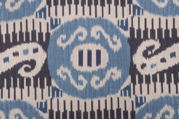 P Kaufmann Byzantium Ikat Printed Cotton Drapery Fabric in Indigo 