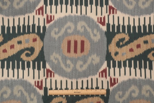 Kaufmann Byzantium Ikat Printed Cotton Drapery Fabric in Teal 