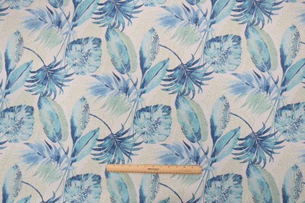 Richloom Tacorian Printed Polyester Outdoor Fabric in Turquoise 