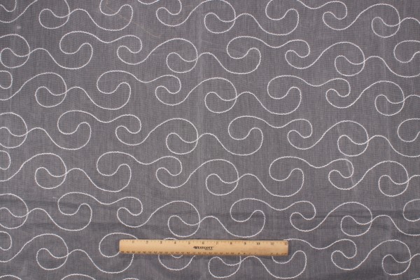 Aldeco Loop Embroidered Sheer Drapery Fabric in White