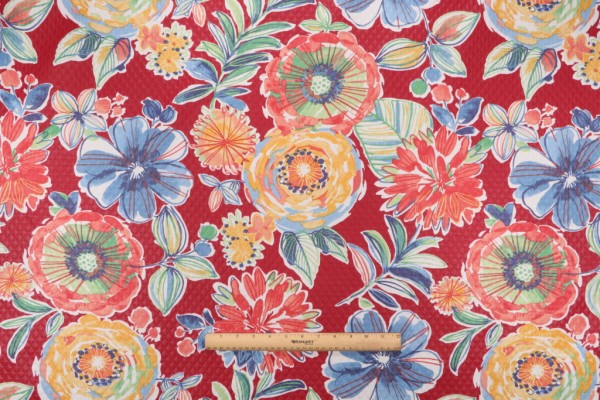Sample of Richloom Colsen-Diamond Tech Printed Polyester Outdoor Fabric in Berry 