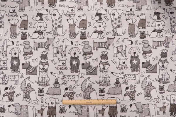 Richloom Pups Woven Upholstery Fabric in Domino 