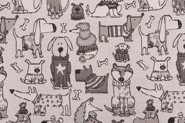 Richloom Pups Woven Upholstery Fabric in Domino 