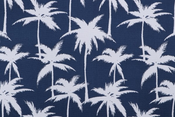 Terrasol Palmetto Printed Polyester Outdoor Fabric in Navy 