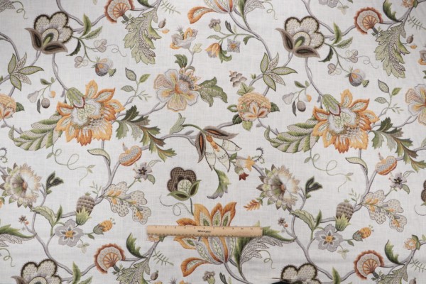 P Kaufmann Brissac Printed Linen Blend Drapery Fabric in Amber 