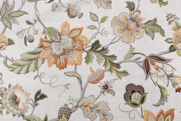 P Kaufmann Brissac Printed Linen Blend Drapery Fabric in Amber 