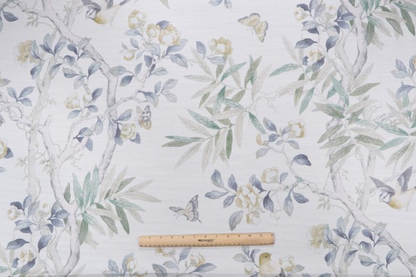 P Kaufmann Kimono Vine Printed Cotton Drapery Fabric in Putty 