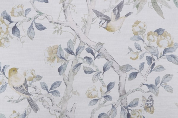 P Kaufmann Kimono Vine Printed Cotton Drapery Fabric in Putty 