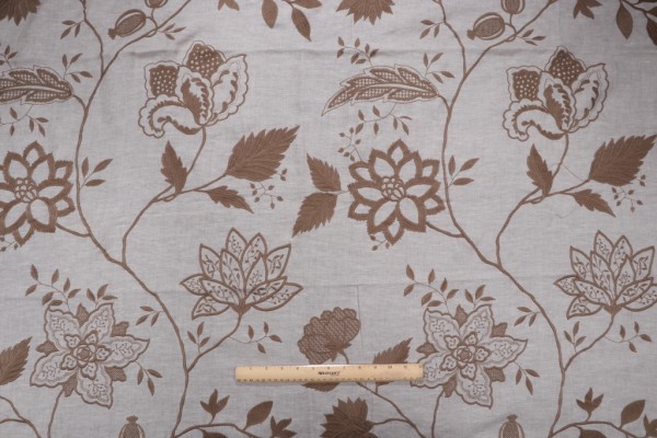 Fonthil Patna Embroidered Drapery Fabric in Ivory