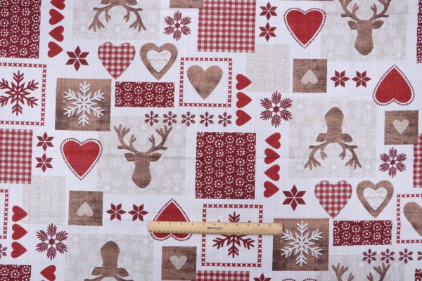 Stof France Thorens Printed Cotton Drapery Fabric in Rouge 