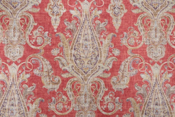 P Kaufmann Fair Trade/Cir Printed Linen Blend Drapery Fabric in Tomato 