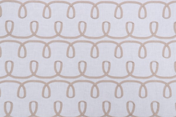 PK Lifestyles Loop & Lace Embroidered Drapery Fabric in Parchment