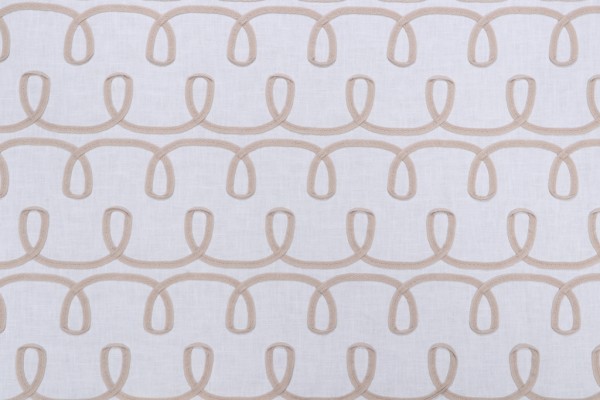 PK Lifestyles Loop & Lace Embroidered Drapery Fabric in Parchment