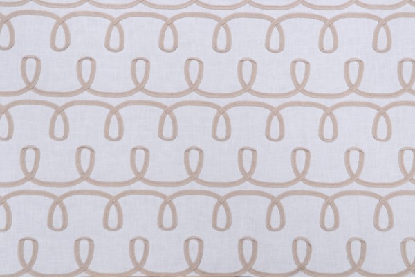 PK Lifestyles Loop & Lace Embroidered Drapery Fabric in Parchment