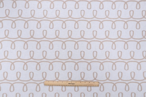 PK Lifestyles Loop & Lace Embroidered Drapery Fabric in Parchment