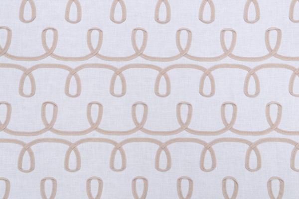 PK Lifestyles Loop & Lace Embroidered Drapery Fabric in Parchment