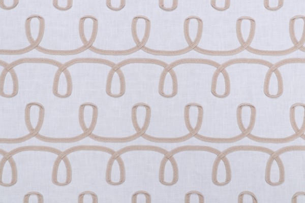 PK Lifestyles Loop & Lace Embroidered Drapery Fabric in Parchment