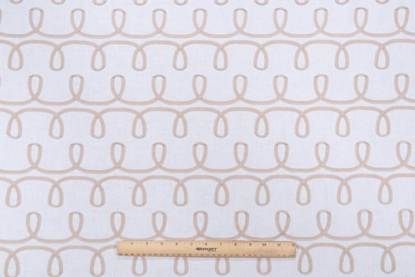 PK Lifestyles Loop & Lace Embroidered Drapery Fabric in Parchment