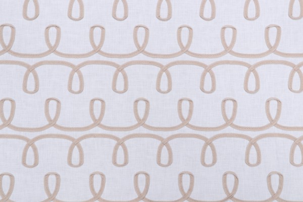 PK Lifestyles Loop & Lace Embroidered Drapery Fabric in Parchment