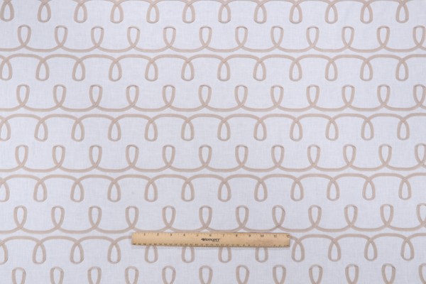 PK Lifestyles Loop & Lace Embroidered Drapery Fabric in Parchment