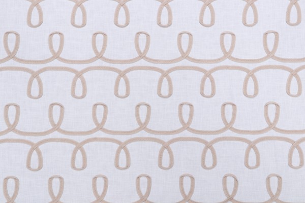 PK Lifestyles Loop & Lace Embroidered Drapery Fabric in Parchment