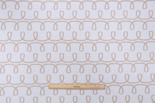 PK Lifestyles Loop & Lace Embroidered Drapery Fabric in Parchment