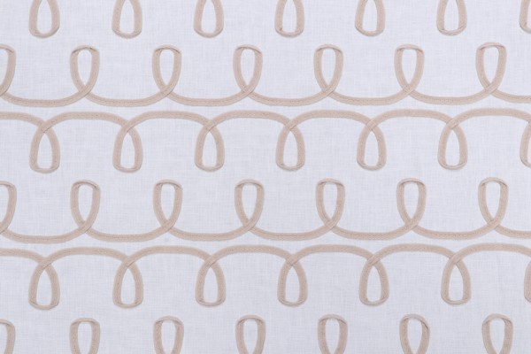 PK Lifestyles Loop & Lace Embroidered Drapery Fabric in Parchment