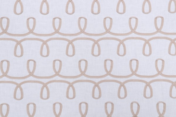 PK Lifestyles Loop & Lace Embroidered Drapery Fabric in Parchment