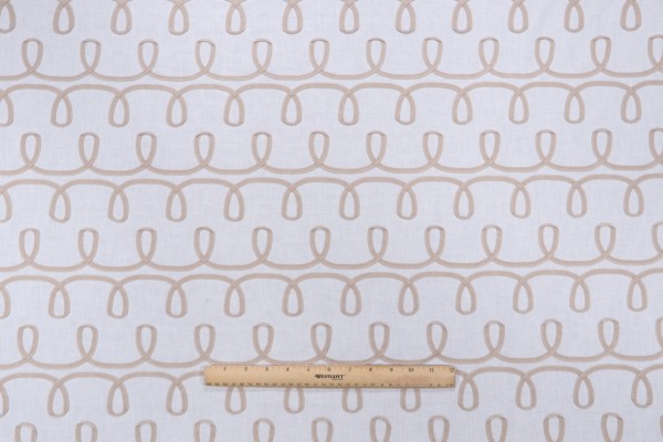 PK Lifestyles Loop & Lace Embroidered Drapery Fabric in Parchment