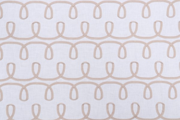 PK Lifestyles Loop & Lace Embroidered Drapery Fabric in Parchment