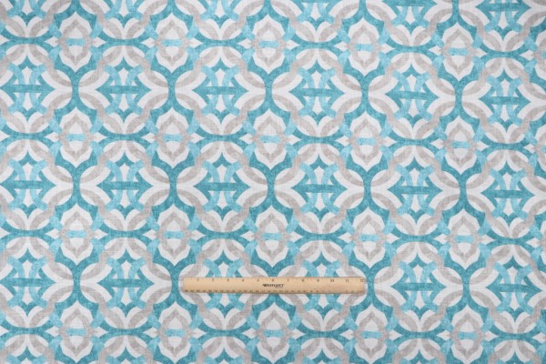 Waverly Tipton Printed Linen Blend Drapery Fabric in Frost 