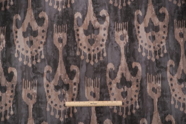 P Kaufmann Siena Printed Cotton Drapery Fabric in Cafe Noir 
