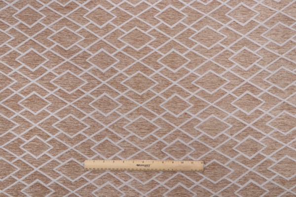 Vision Fabrics Lattice Woven Chenille Upholstery Fabric in Coin
