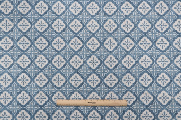 Kaufmann Zari Printed Polyester Drapery Fabric in Marina