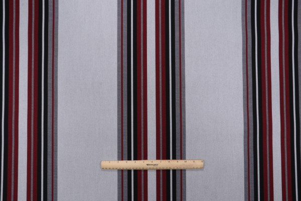 Sunbrella Awning Stripe 4798-0000 Woven Solution Dyed Acrylic Awning Outdoor Fabric in Burgundy/Black/White