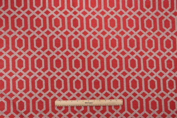 Lattice Woven Decorator Fabric in Rouge