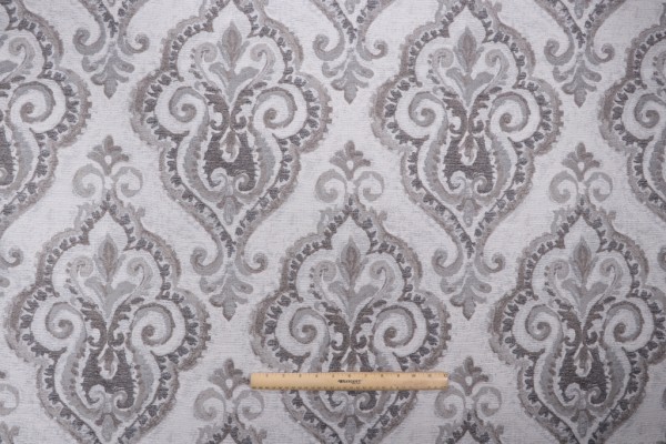 Damask Woven Tapestry Upholstery Fabric in Smoke