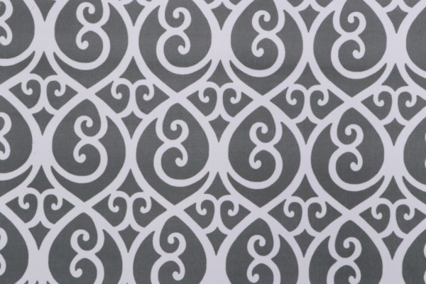 Scroll Trellis Printed Velour Decorator Fabric in Pewter