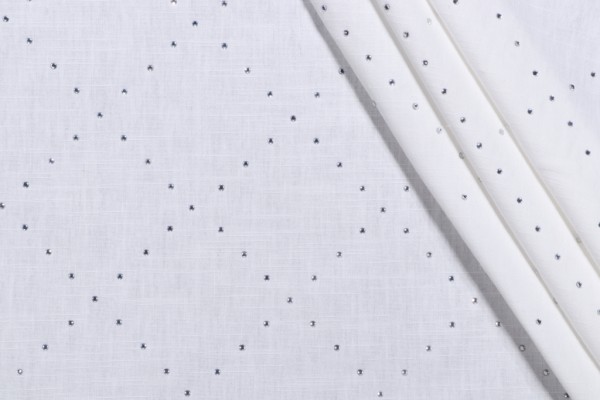 Kelly Ripa Home Star Quality Rhinestone Embellished Drapery Fabric in Snow 