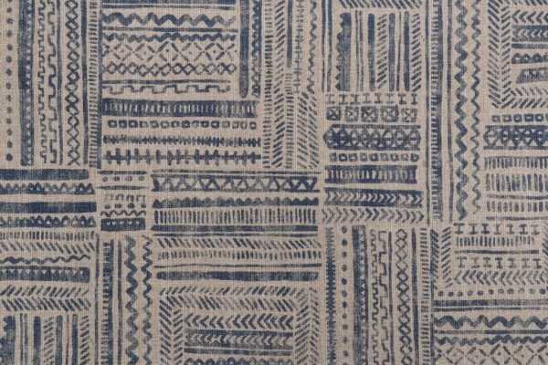 Ellen Degeneres Avron Printed Cotton Drapery Fabric in Indigo 